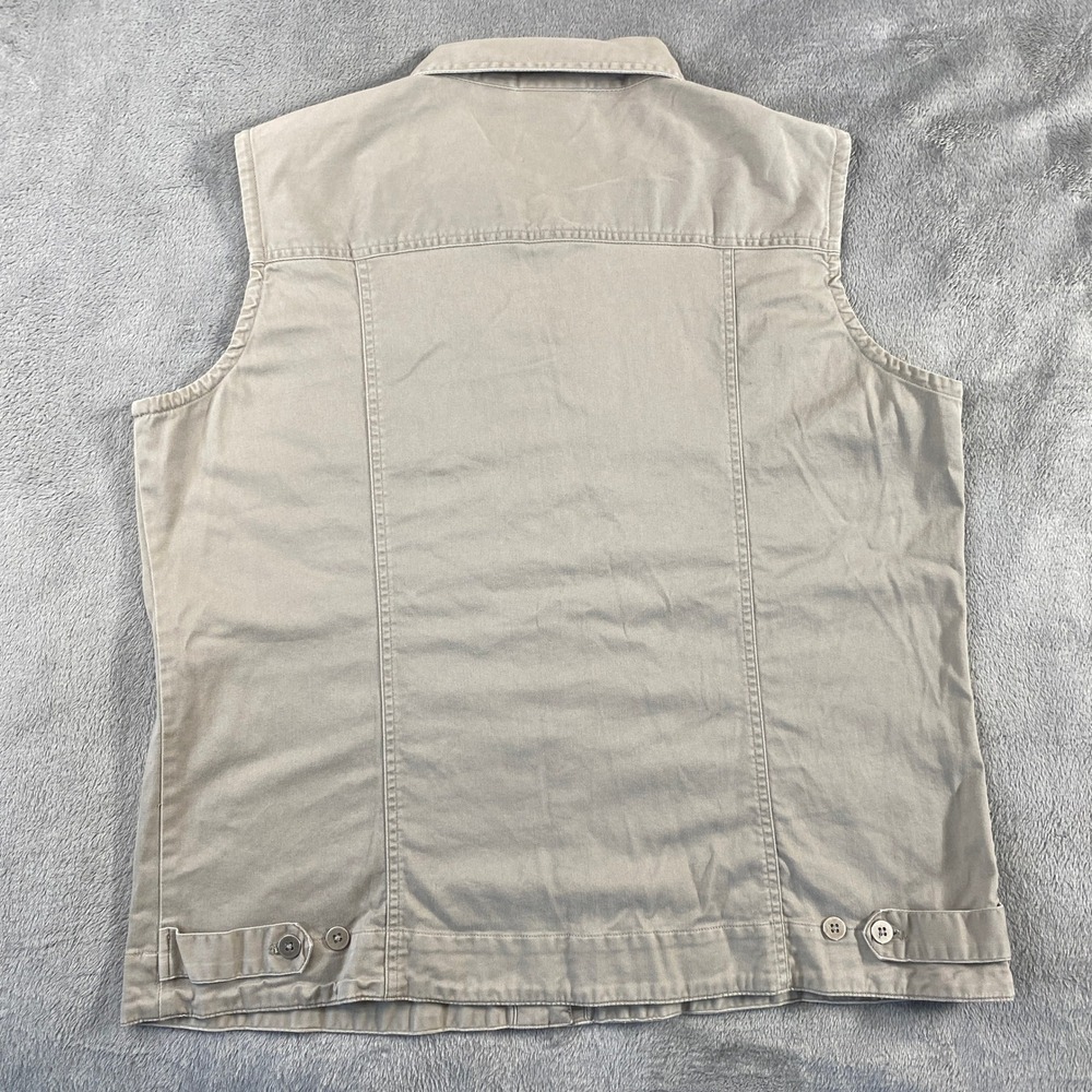 Chicos Design Vest Womens 3 Tan Button Cotton Stretch Utility Safari Layering - Picture 2 of 7